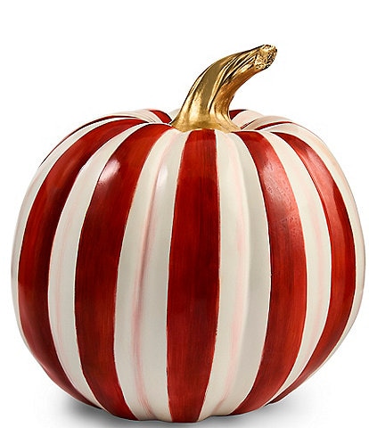 MacKenzie-Childs Harvest Medium Stripe Glossy Pumpkin Decor
