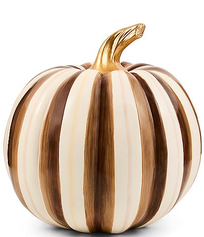 MacKenzie-Childs Harvest Medium Stripe Glossy Pumpkin Decor
