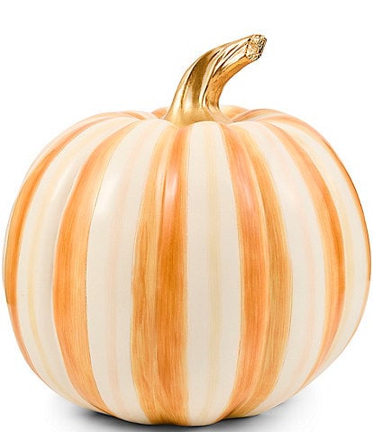 MacKenzie-Childs Harvest Medium Stripe Glossy Pumpkin Decor