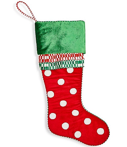 MacKenzie-Childs Holiday Collection Check It Out Polka Dot Stocking