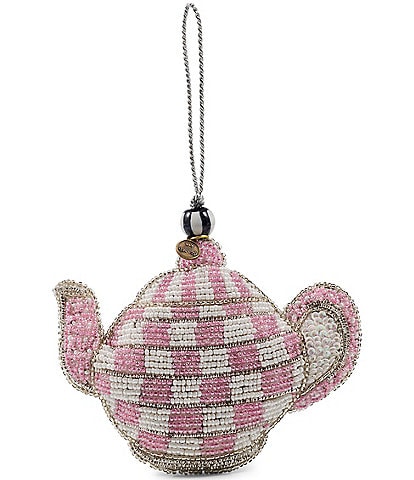 MacKenzie-Childs Holiday Collection Check Teapot Beaded Ornament