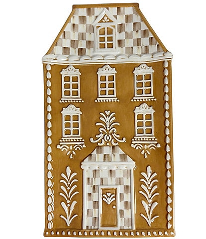 MacKenzie-Childs Holiday Collection Mocha Check Gingerbread Serving Platter