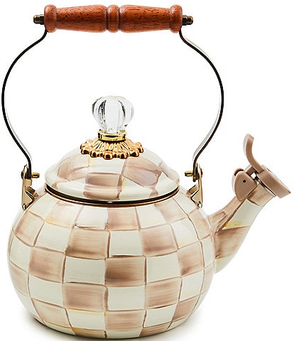 MacKenzie-Childs Check Enamel Whistling Tea Kettle, 2 Qt.