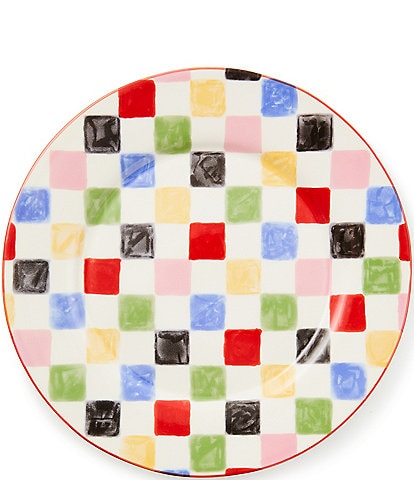 MacKenzie-Childs Multi-Color Check 13.25" Round Platter