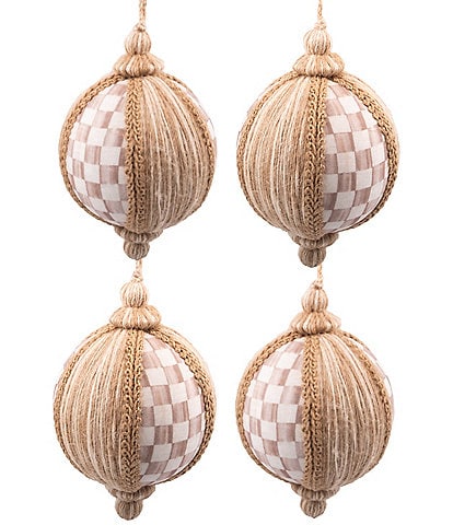 MacKenzie-Childs Natural Noel Collection Patchwork Large Ball Ornaments, Set of 4