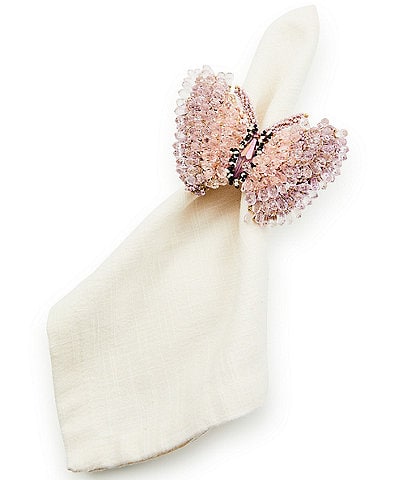 MacKenzie-Childs Pink Butterfly Hill Napkin Rings, Set of 4