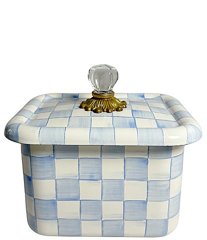 MacKenzie-Childs Check Enamel Glass Knob Recipe Box