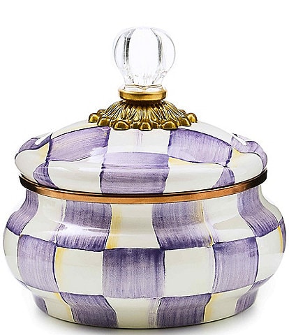 MacKenzie-Childs Check Enamel Squashed Pot Canister