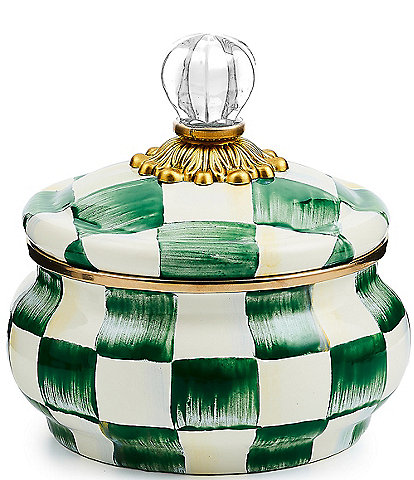 MacKenzie-Childs Check Enamel Squashed Pot Canister