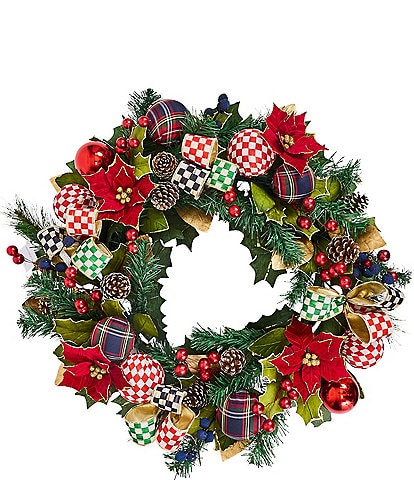 MacKenzie-Childs Timeless Tartan Collection 26#double; Holiday Wreath