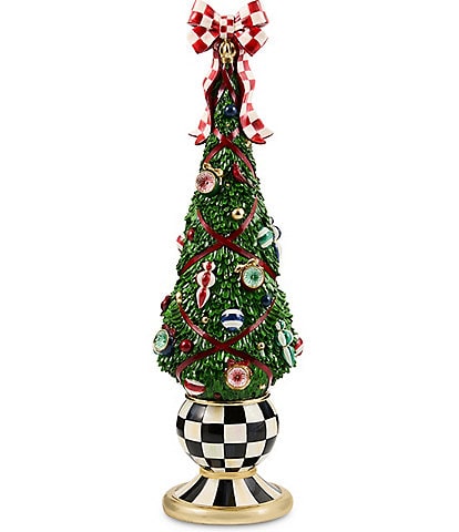 MacKenzie-Childs Timeless Tartan Collection Illuminated Topiary Tree Figurine
