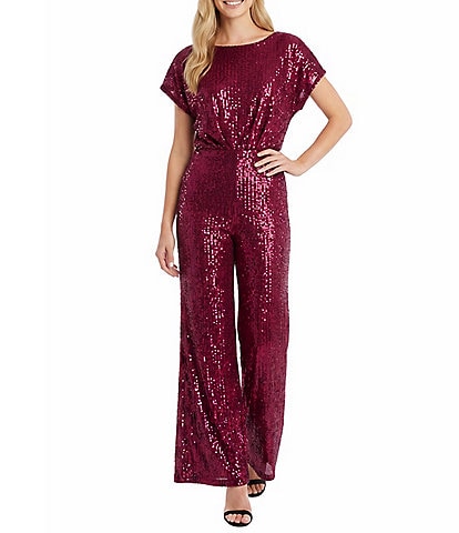 Maggy London Sequin Mesh Jumpsuit