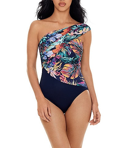 Magicsuit Belize Goddess Tropical Print Convertible One Shoulder One Piece Swimsuit