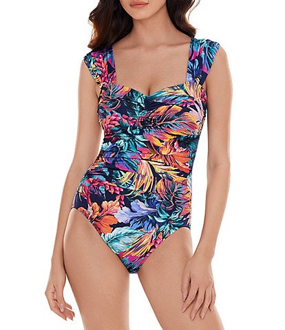 Magicsuit Burano Drew Abstract Animal Printed Plunge V-Neck Strappy Back One  Piece Swimsuit