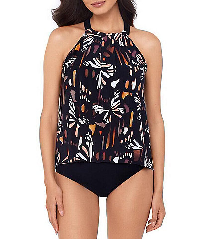 Magicsuit Chrysalis Esme Soft Pleat High Neck Tankini Swim Top & Solid Jersey High Waist Swim Bottom