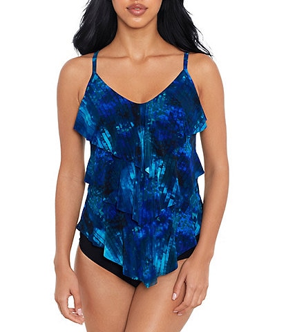 Magicsuit Hazy Daze Rita Tankini Swim Top & Solid Jersey Brief Shirred Swim Bottom