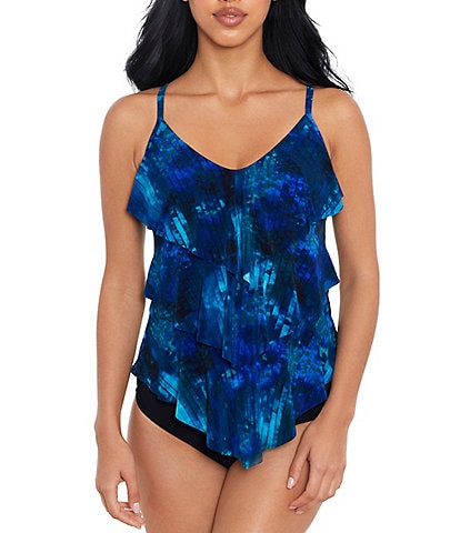 Magicsuit Hazy Daze Rita Tankini Swim Top & Solid Jersey Brief Shirred Swim Bottom