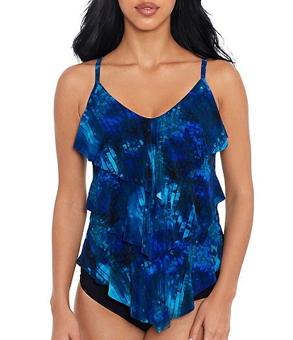 Magicsuit Rita Solid V-Neck Ruffle Tankini Swim Top