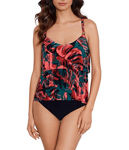 Magicsuit Livin Lush Grace Tankini Swim Top & Solid Jersey Brief Shirred Swim Bottom
