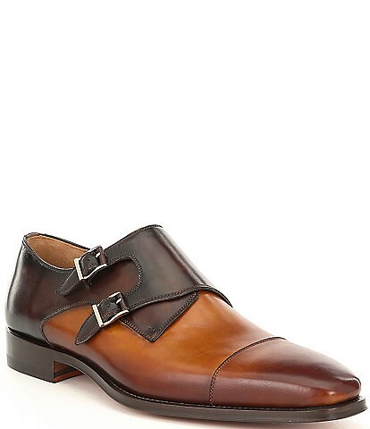 Magnanni Men's Jaden Double Monk Strap Color Block Dress Shoes