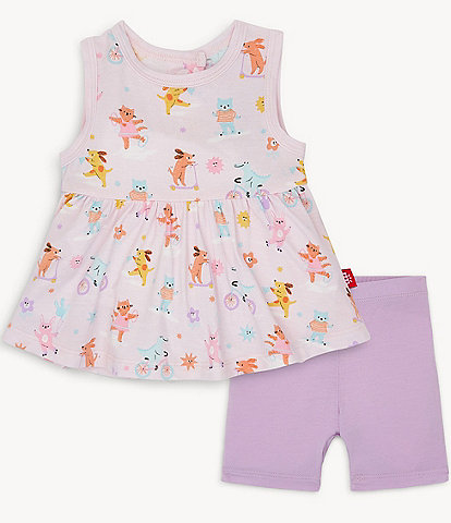 Magnetic Me® Baby Girls 9-24 Months Sleeveless Playground Pals Tank Top & Solid Biker Shorts Set
