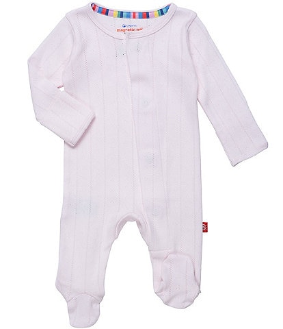 Magnetic Me Baby Girls Preemie-9 Months Long Sleeve Pointelle Knit Footed Coverall