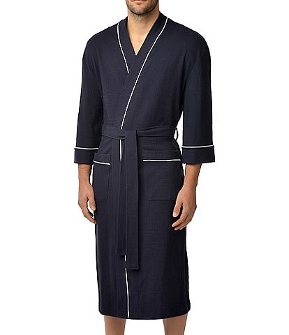 Majestic Big & Tall Long Sleeve Kimono Style Waffle Knit Robe