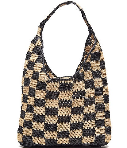 Mar Y Sol Abby Straw Checkered Shoulder Bag
