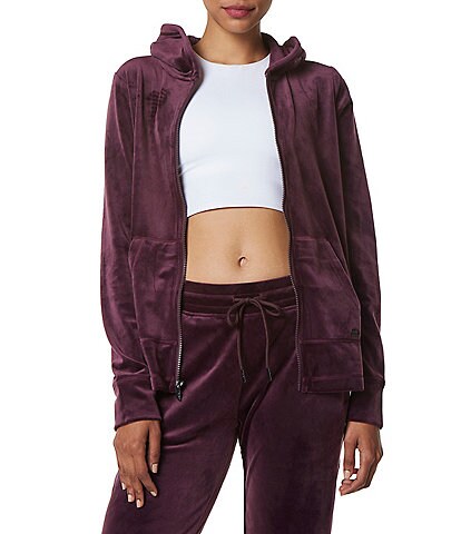 Marc New York Performance Luxe Velvet Long Sleeve Zip Front Hooded Jacket