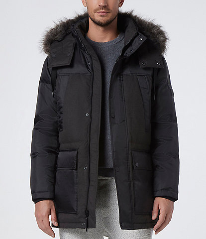 Marc New York Tripp Herringbone And Oxford Fabric Blocking Down Ski Coat