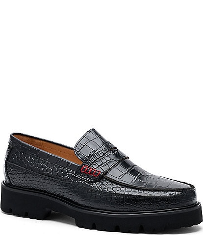 Marc Nolan Men's Adler Crocskin Embossed Penny Loafers