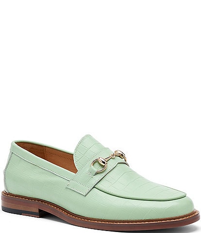 Marc Nolan Men's Croco Leather Horse-Bit Boardwalk Loafers