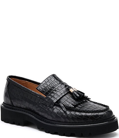 Marc Nolan Men's Journey Croco Embossed Leather Tassel Loafer
