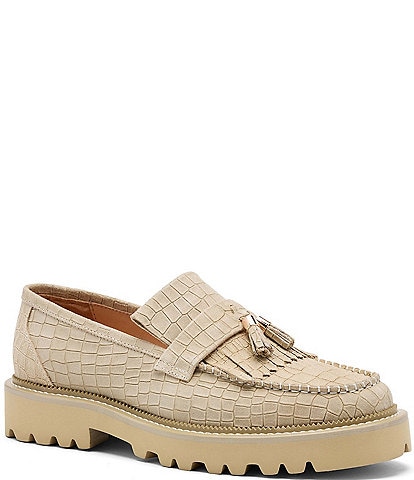 Marc Nolan Men's Journey Croco Suede Lug Tassel Loafers