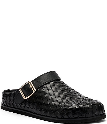 Marc Nolan Men's Solana Brown Woven Leather Backstrap Clogs