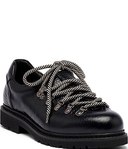 Marc Nolan Men's Summit Crocodile Embossed Leather Hikers