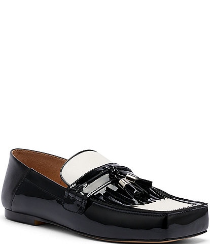 Marc Nolan Simone Black/White Leather Tassel Loafers