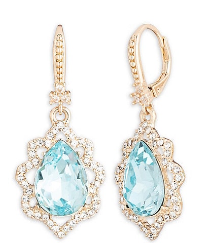 Marchesa Aqua Stone Single Pear Crystal Drop Earrings