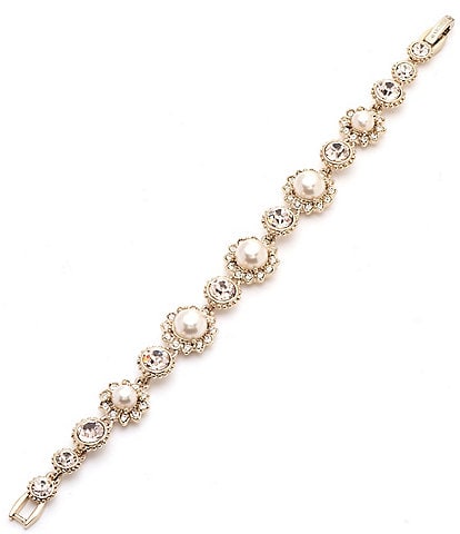 Marchesa Cream Pearl Rhinestone Flex Line Bracelet