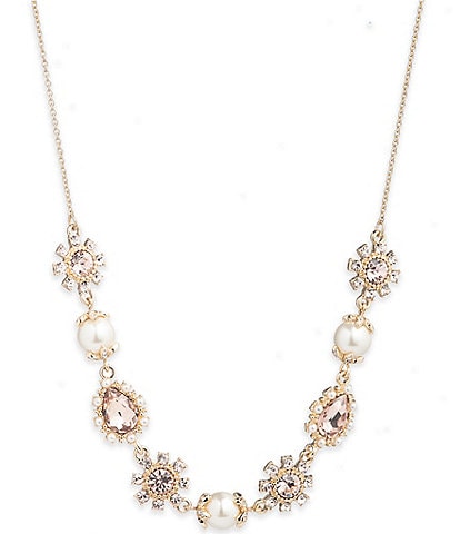 Marchesa Crystal Pearl 16 inch. Pearl Frontal Necklace