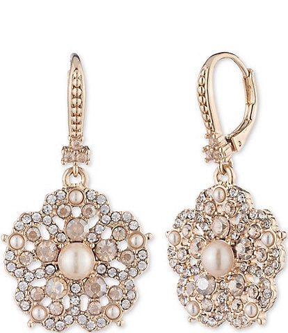 Marchesa Floral Crystal Drop Earrings