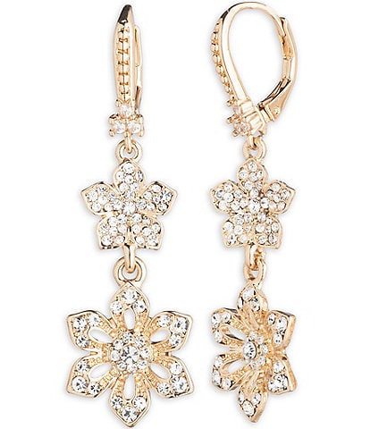 Marchesa Floral Double Drop Crystal Earrings