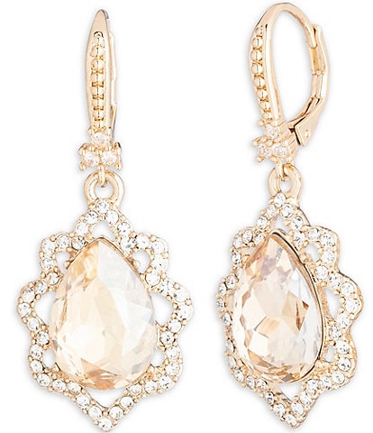 Marchesa Gold Stone Single Pear Crystal Drop Earrings
