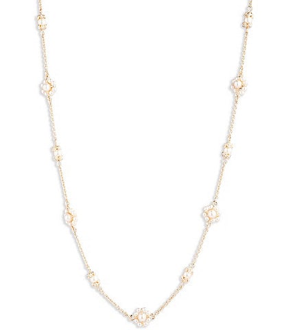 Marchesa Gold Tone Blush Pearl and Crystal Collar Necklace