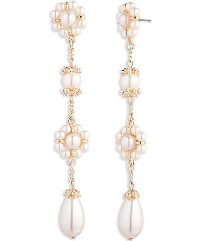 Marchesa Gold Tone Blush Pearl Linear Earrings