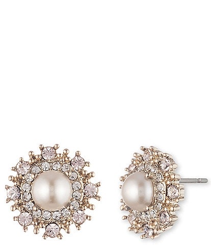 Marchesa Gold Tone Blush Small Button Stud Earrings