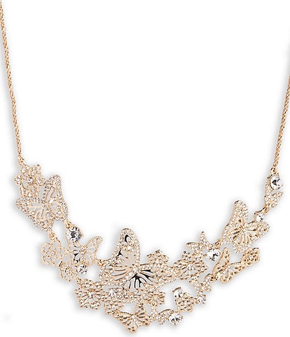 Marchesa Gold Tone Crystal Butterfly Drama Collar Necklace