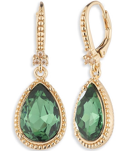 Marchesa Gold Tone Erinite Stone Teardrop Drop Earrings
