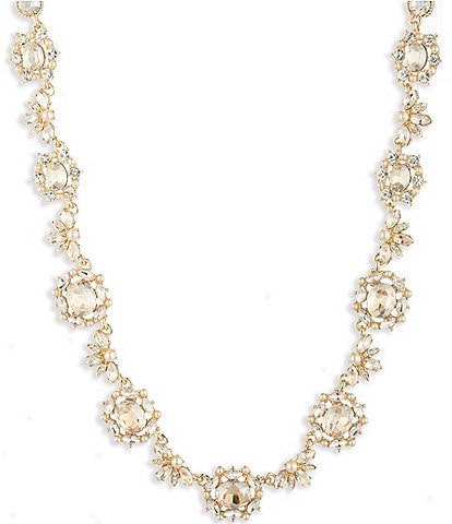 Marchesa Gold Tone Golden Stone Cluster Collar Necklace