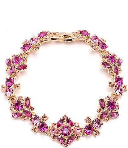 Marchesa Gold Tone Pink Flex Crystal Line Bracelet